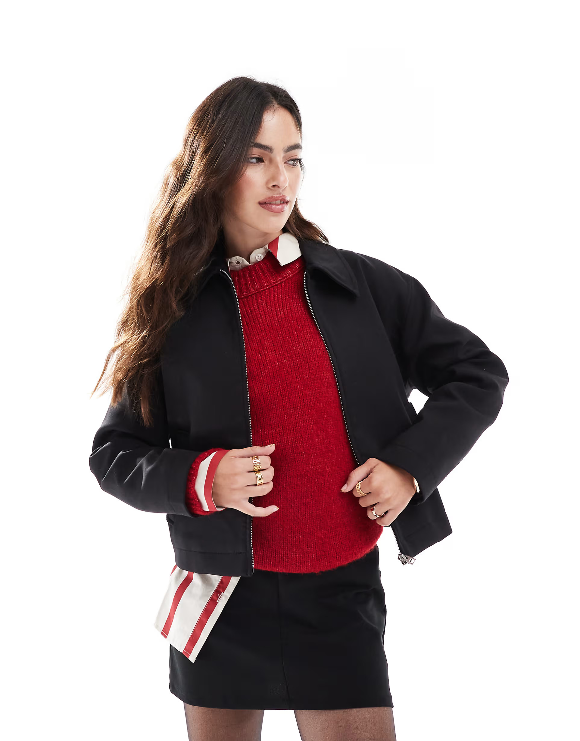 Mango zip front jacket in black | ASOS (Global)