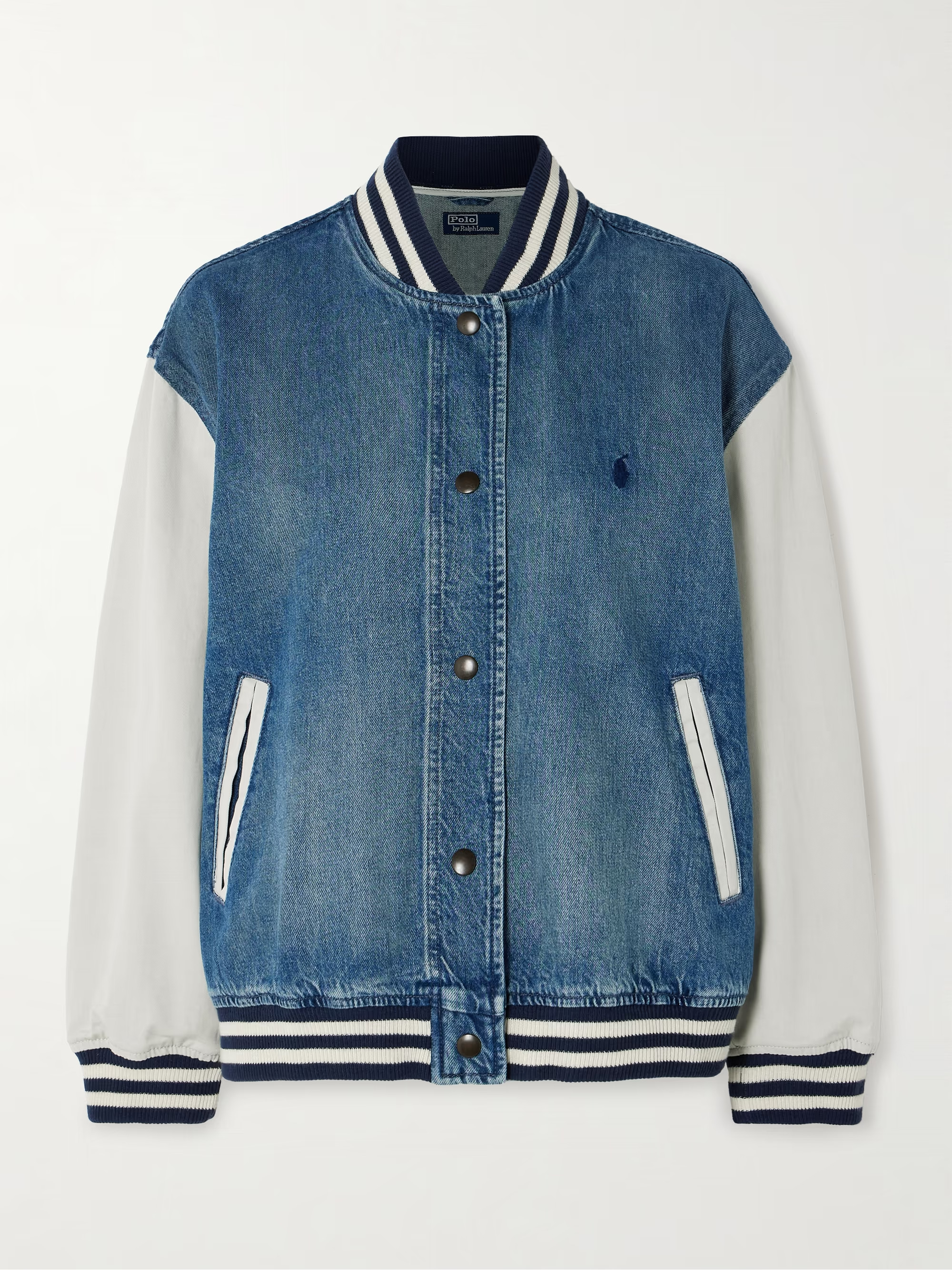 Poplin-paneled denim bomber jacket | NET-A-PORTER (US)