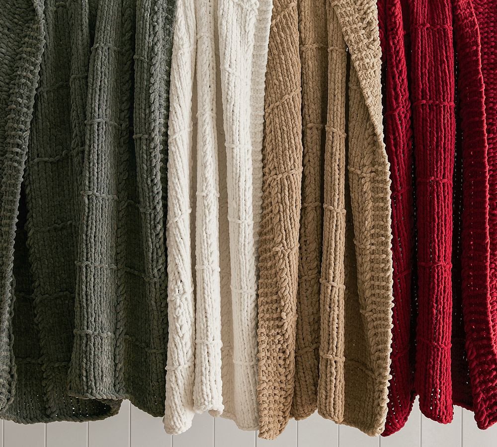 Chenille Windowpane Throw | Pottery Barn (US)