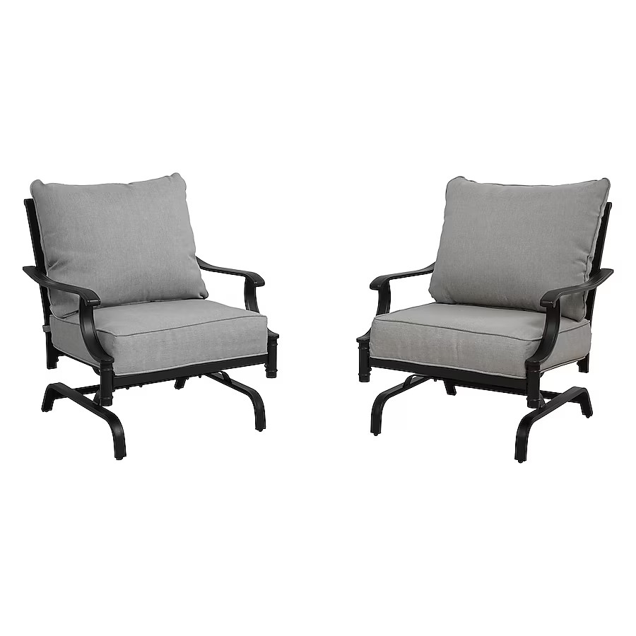 allen + roth Thomas Lake Set of 2 Gray Steel Frame Rocker Conversation Chair with Gray Cushioned ... | Lowe's