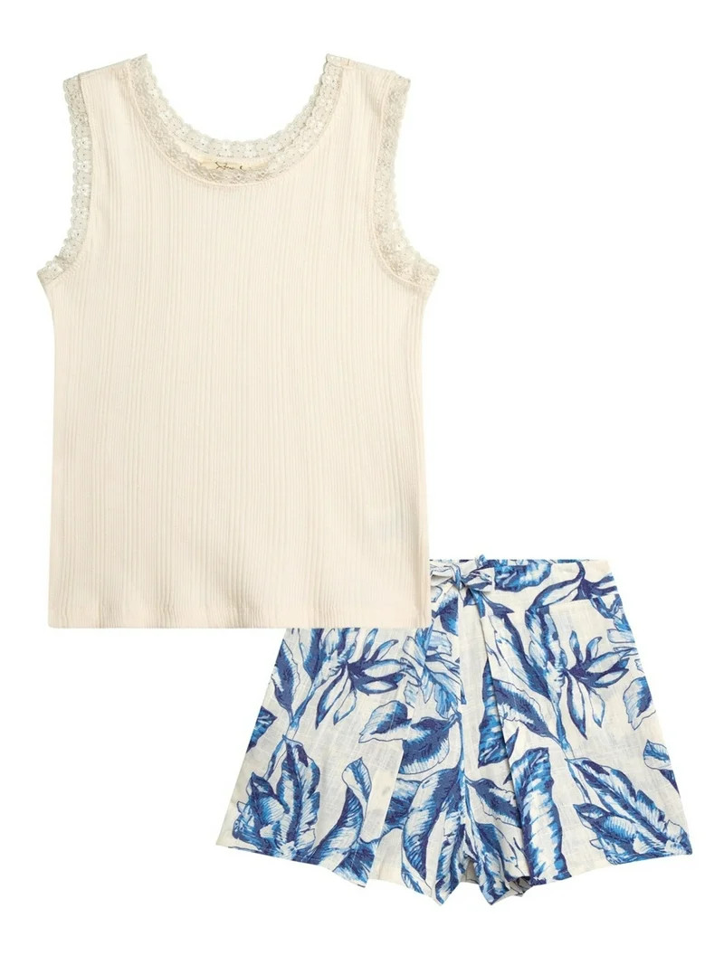 Jessica Simpson Girls' Knit and Woven Short Set, Sizes 4-12 | Walmart (US)