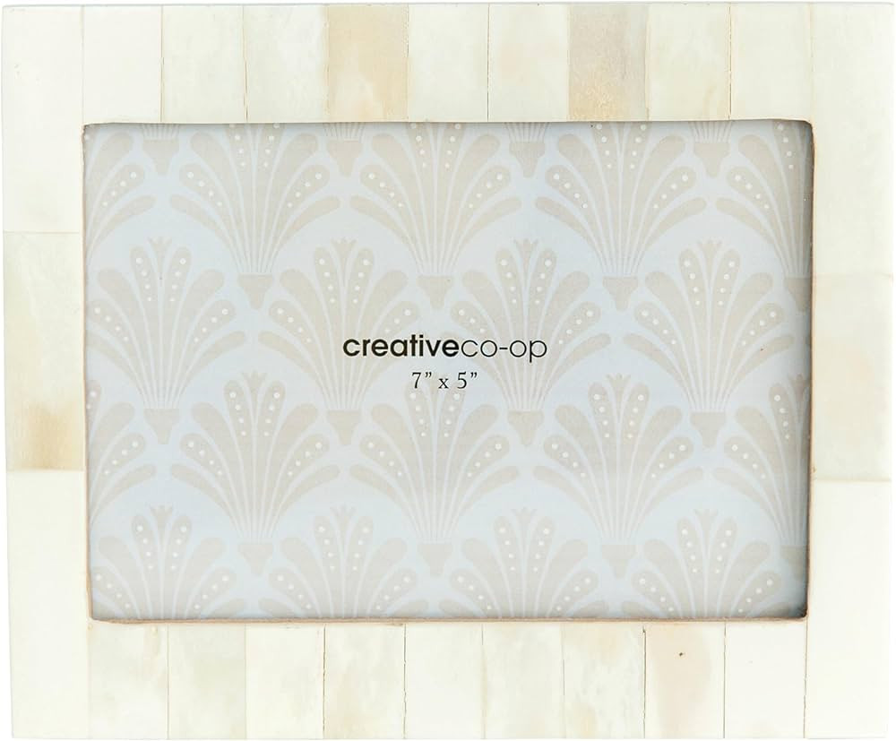 Creative Co-Op White Resin Photo Frame with Beige Accents (Holds 5" x 7" Photo) | Amazon (US)