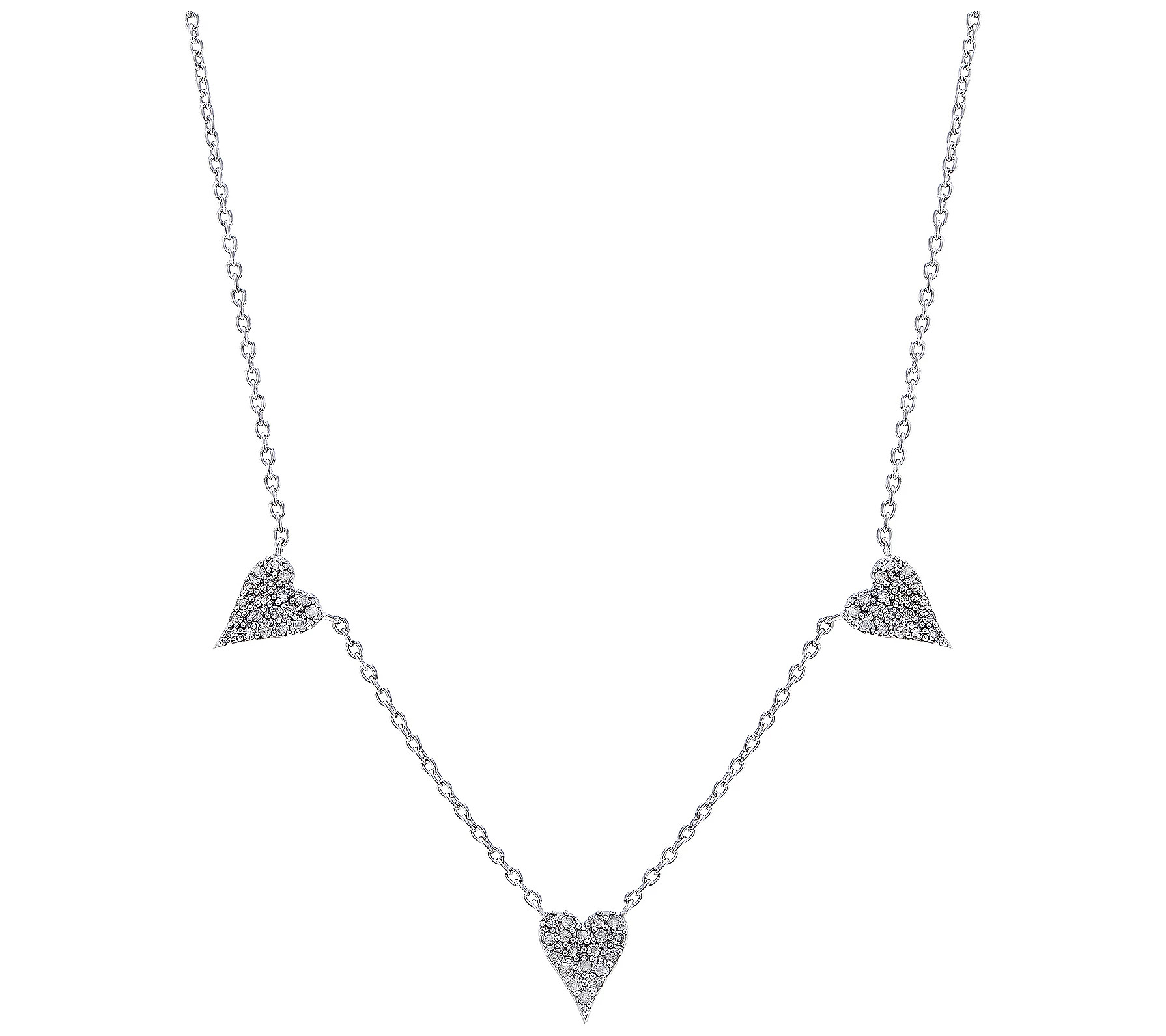 JEN by Jennifer Miller Diamond Heart Station Necklace,Sterling | QVC