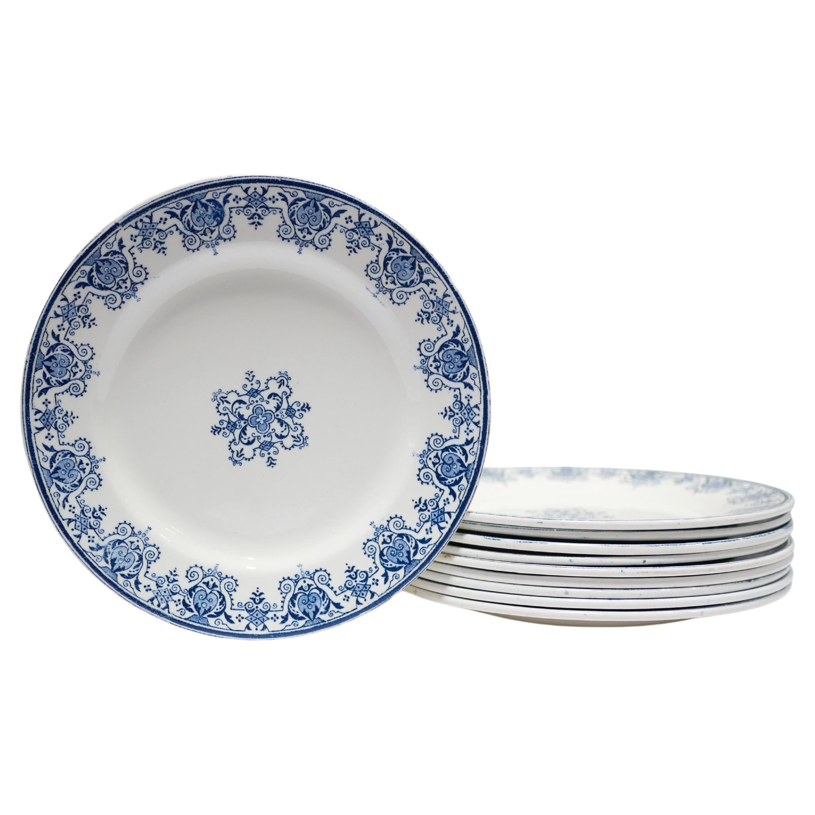 Series of 10 Old Terre De Fer Plates by L.G. for the Clairefontaine Earthenware | 1stDibs