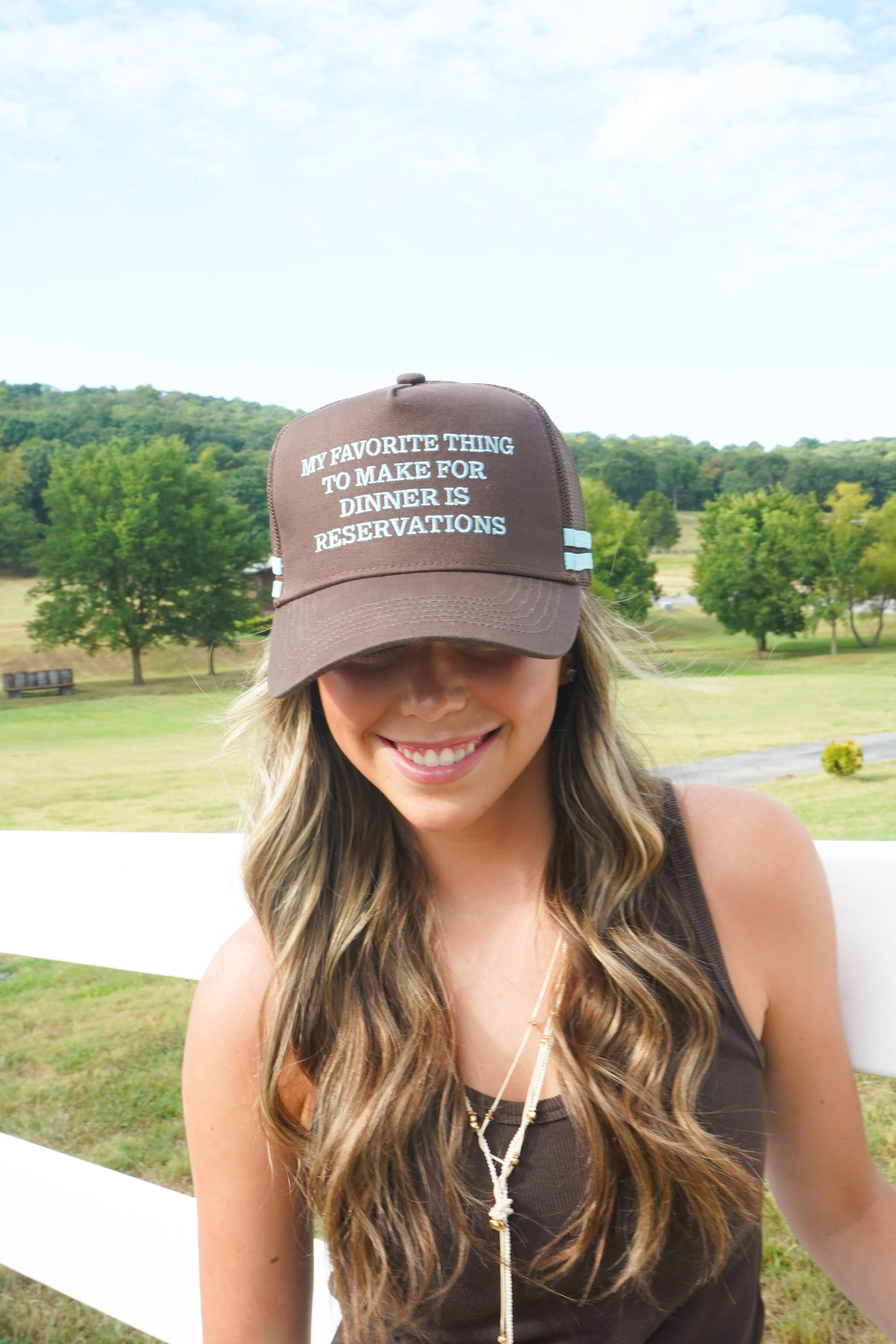Favorite Thing is Reservations - Brown Trucker Hat | KenzKustomz