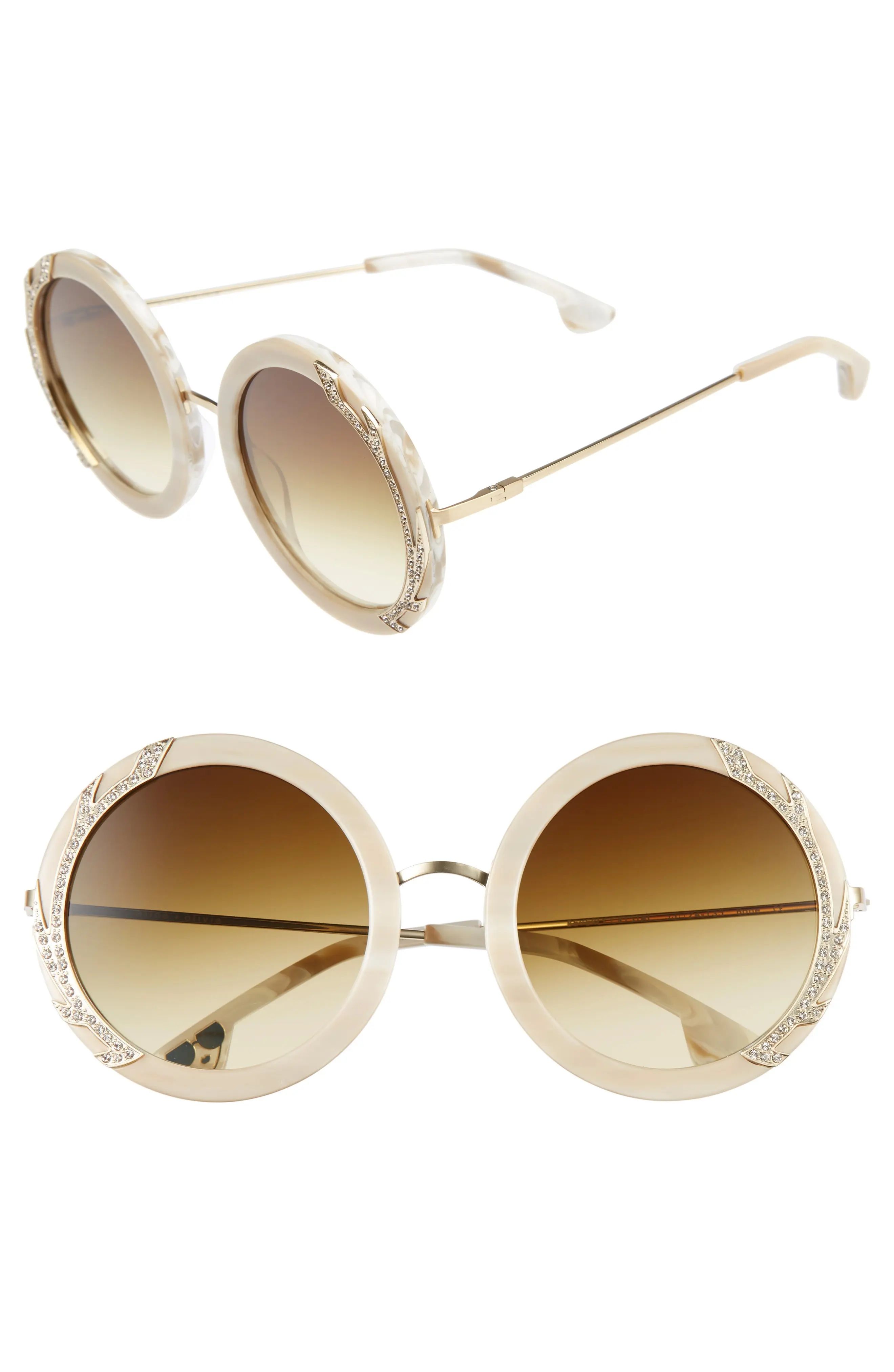 Beverly Crystal 53mm Special Fit Round Sunglasses | Nordstrom