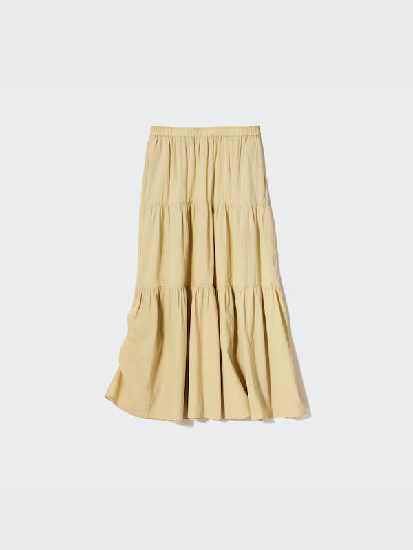 Crinkle Cotton Tiered Skirt | UNIQLO (US)