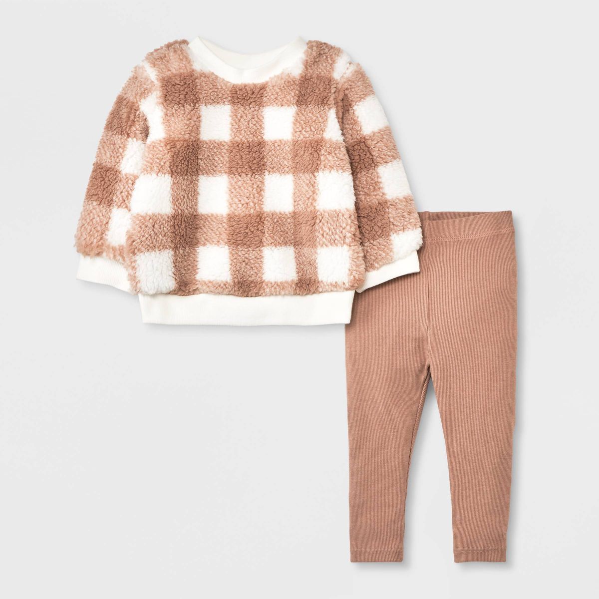 Grayson Collective Baby 2pc Faux Shearling Top & Leggings Set - Brown | Target