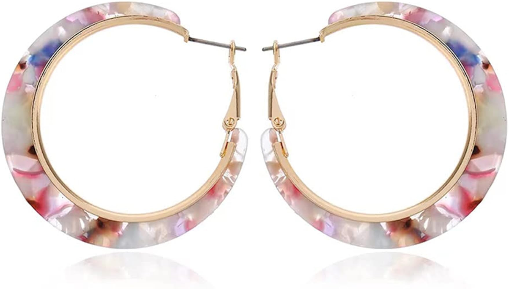 Retro Simple Acrylic Hoop Earrings for Women Unique Tortoise Resin Earrings Bohemia Statement Dan... | Amazon (US)