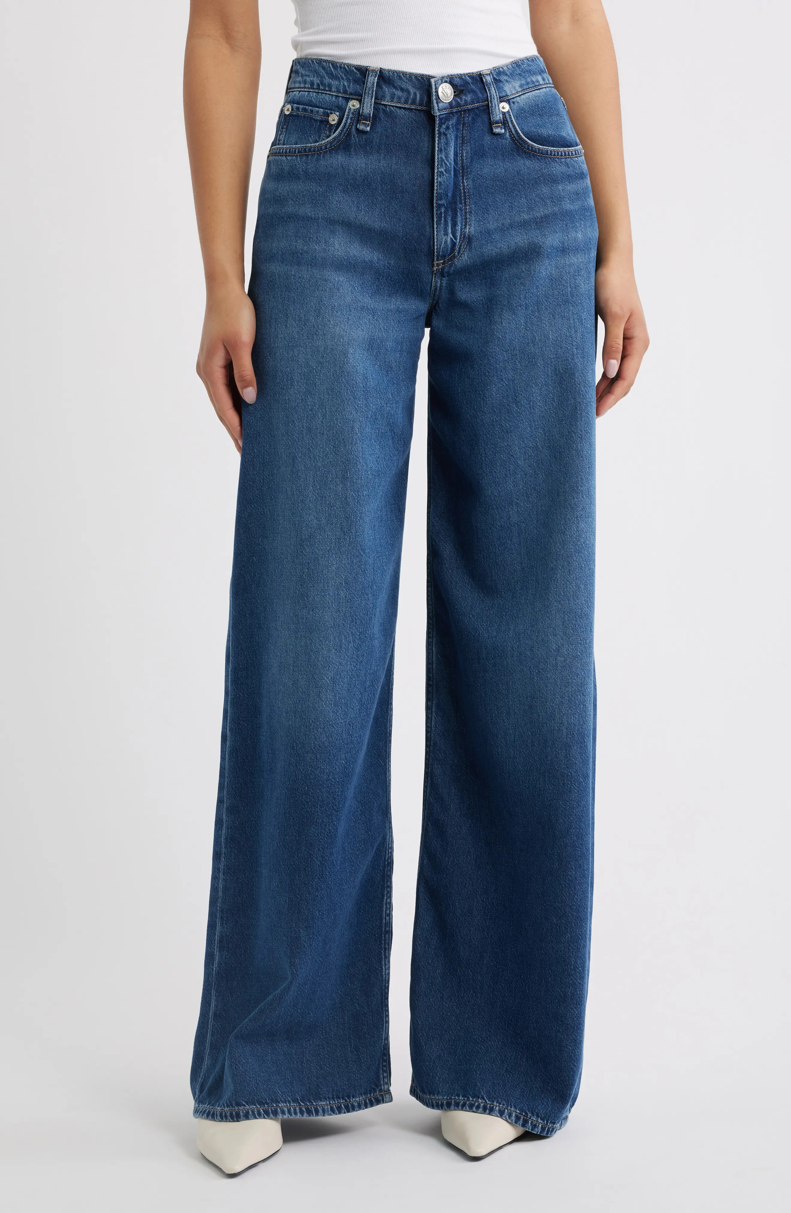 rag & bone Featherweight Sofie High Waist Wide Leg Jeans in Emerson at Nordstrom, Size 33 | Nordstrom