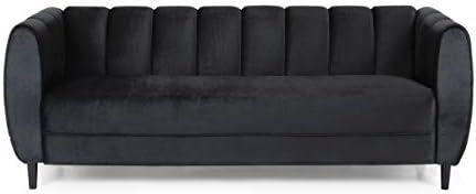 Christopher Knight Home Miranda Velvet 3 Seater Sofa, Black, Dark Brown | Amazon (US)