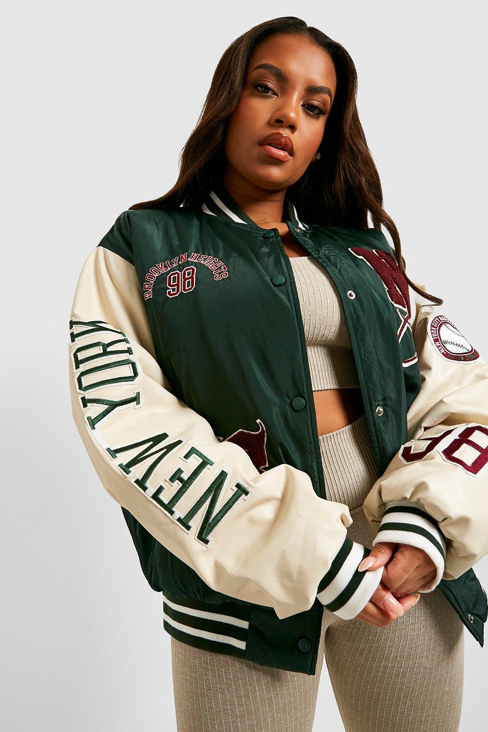 Plus Oversized Pu Sleeve Bomber Jacket | Boohoo.com (UK & IE)