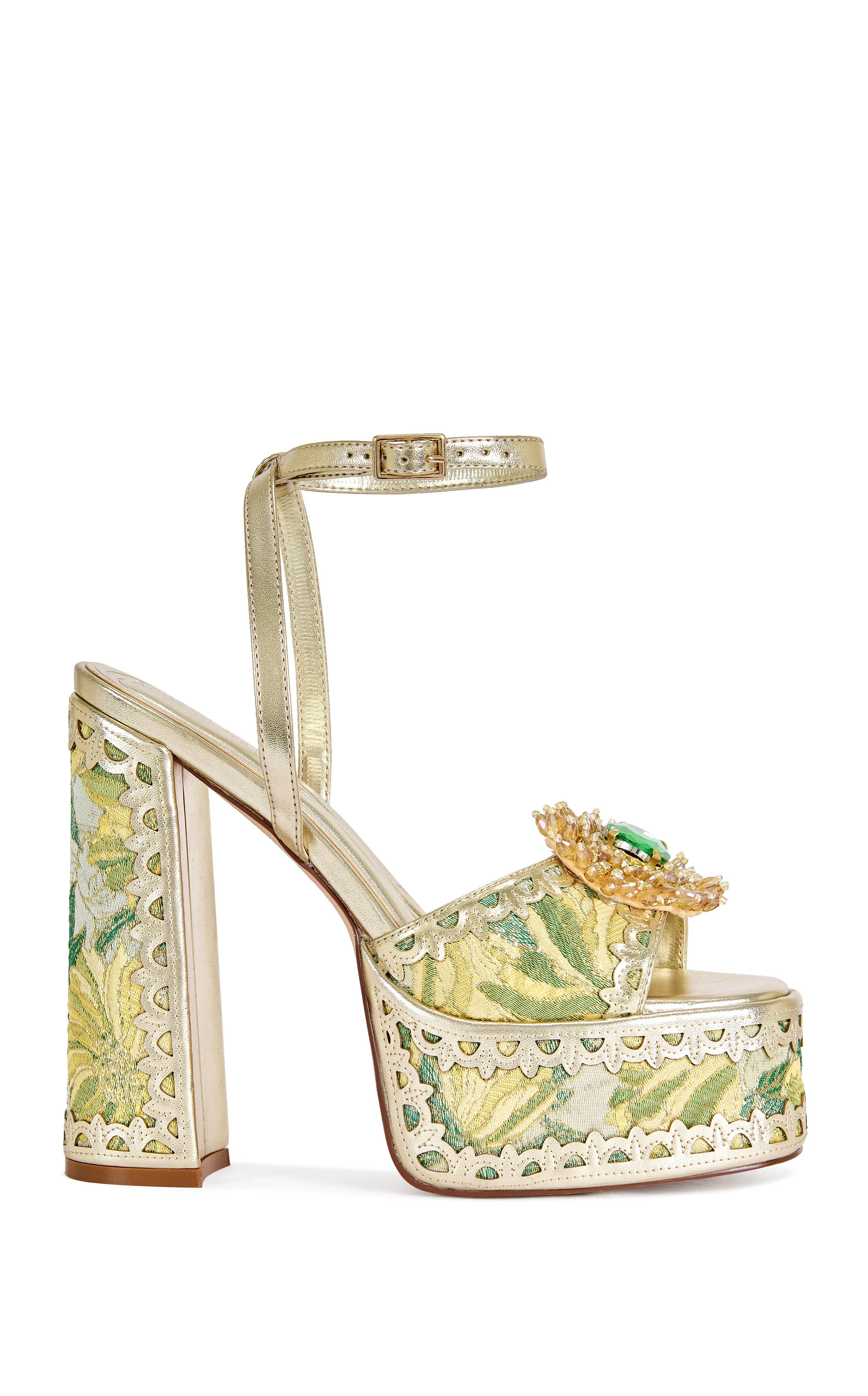 WENDA-GREENMULTI PLATFORM BROCADE SANDAL | Azalea Wang