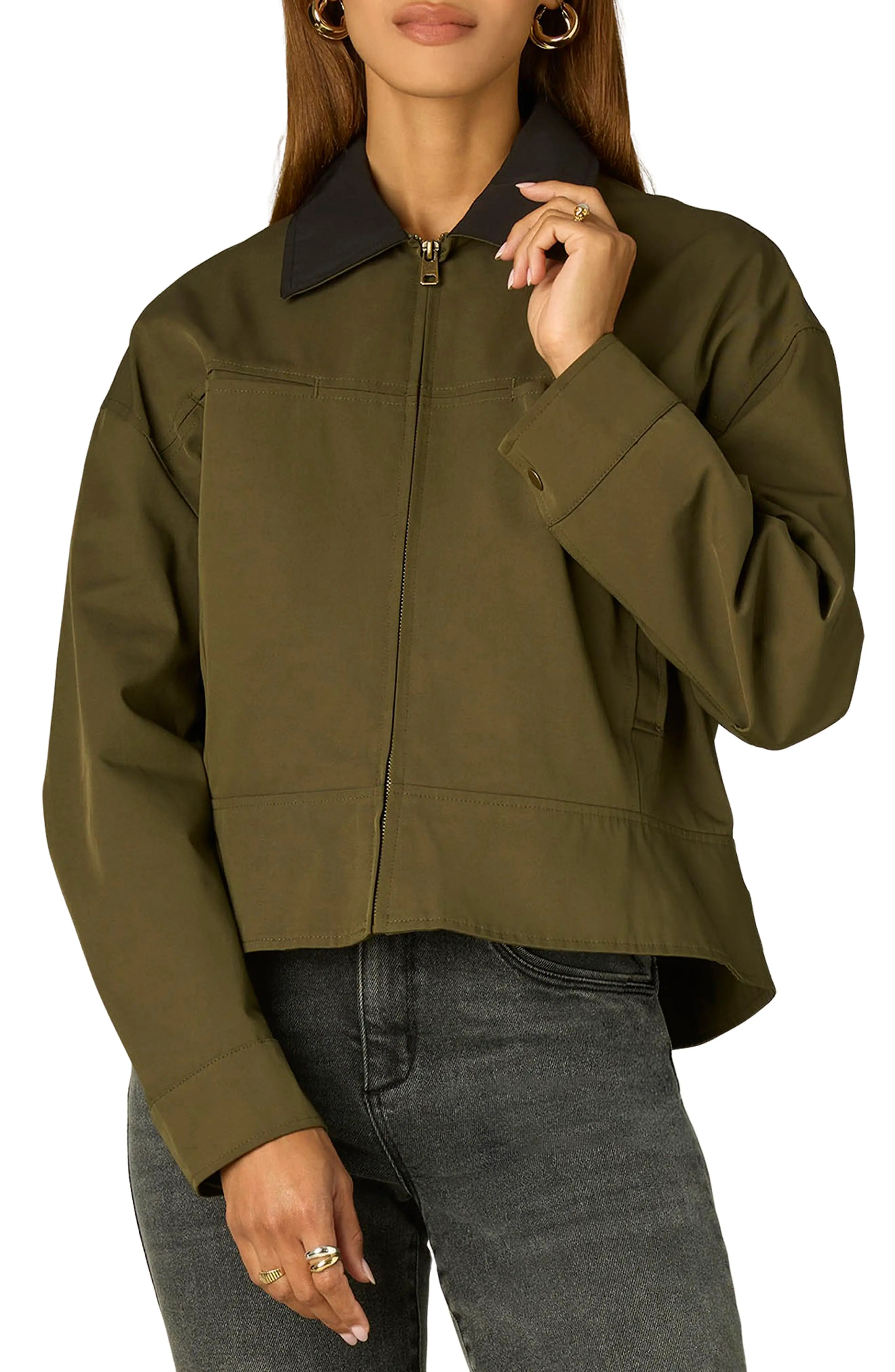 Wit & Wisdom Contrast Collar Peplum Jacket (Women) | Nordstrom | Nordstrom
