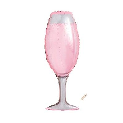 1ct Champagne Glass Mylar Balloon Party Favor Pink - Spritz™ | Target