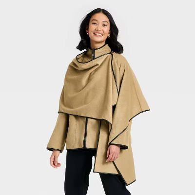 Women's Faux Wool Scarf Coat - A New Day™ Light Brown | Target