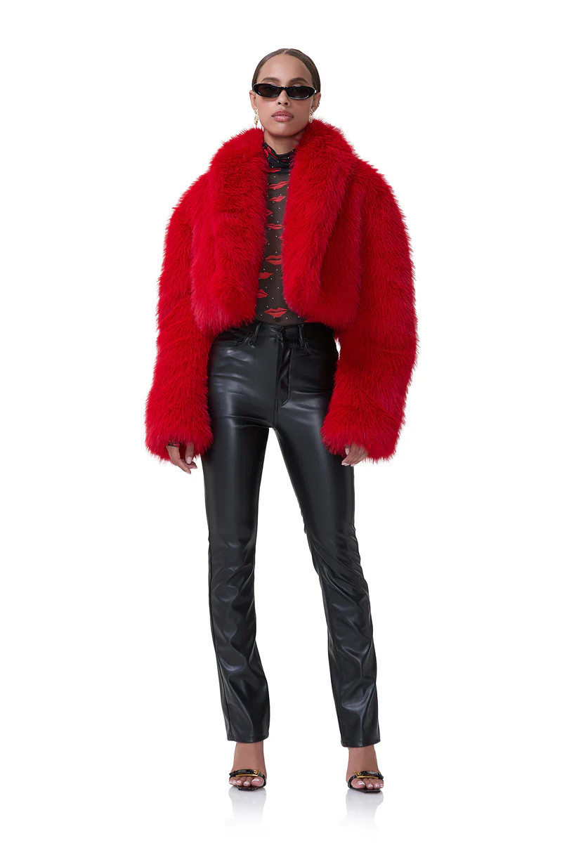 Stephanie Fur Jacket - Barbados Cherry | ShopAFRM