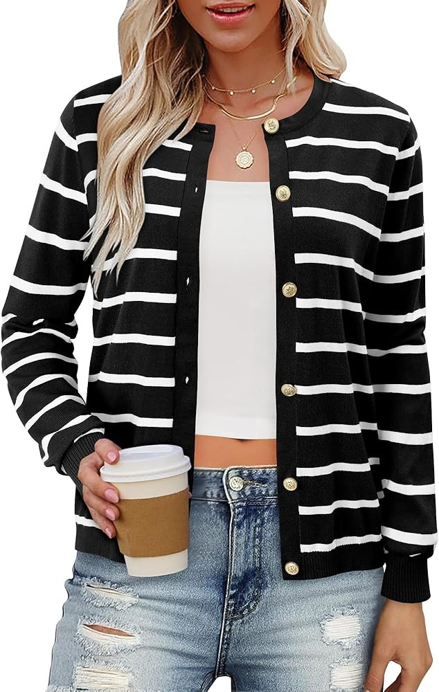 onlypuff Cardigan for Women Dressy Button Down Sweaters Work Cardigans Trendy Clothes Long Sleeve... | Amazon (US)