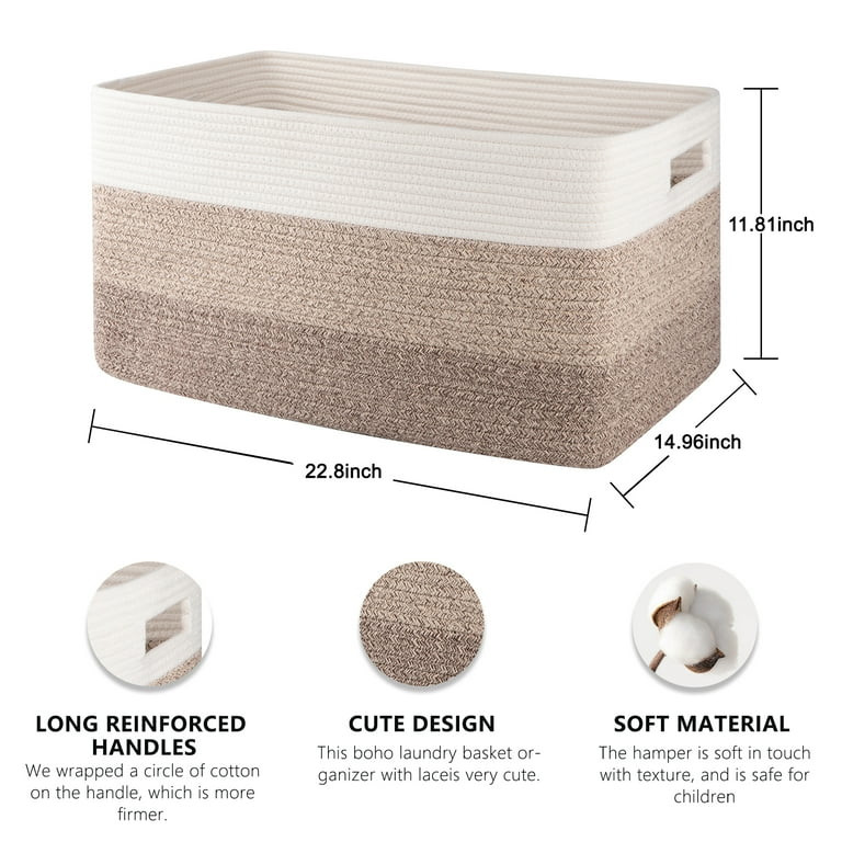 CHERISHGARD 70L Large Cotton Rope Basket, Rectangle Woven Storage Basket for Organizing Blankets,... | Walmart (US)