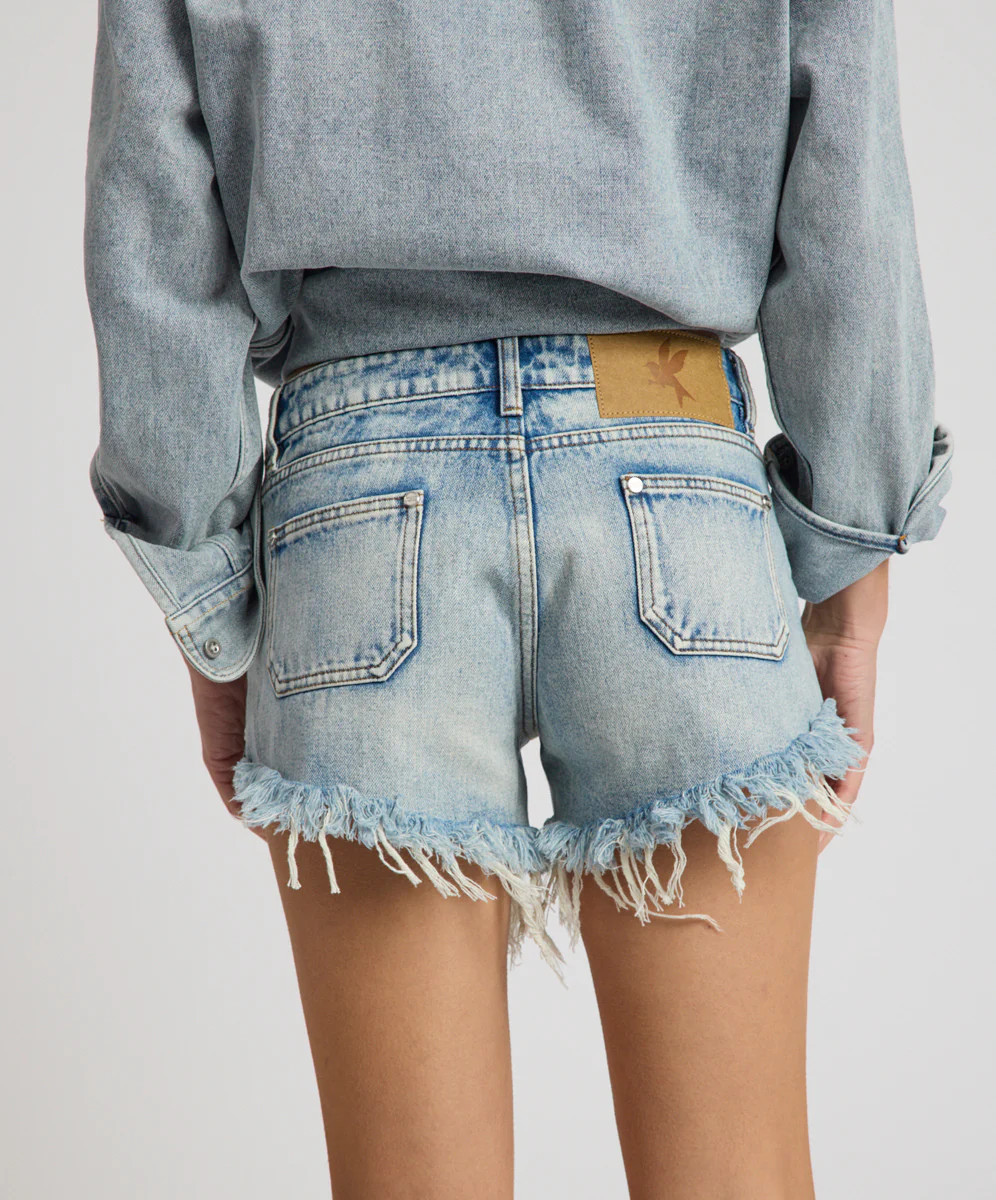 Retro Dukes Low Waist Mini Denim Shorts - Hendrixe Blue | One Teaspoon | OneTeaspoon