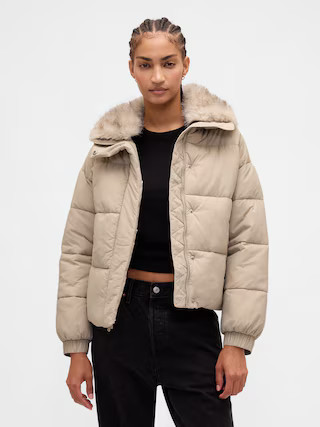 Faux Fur-Trim Puffer Jacket | Gap (US)