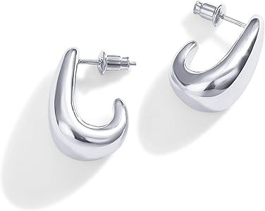 PAVOI 14K Gold Plated Sterling Silver Post Statement Huggie Earrings | Gold Dome Hoop Earrings fo... | Amazon (US)