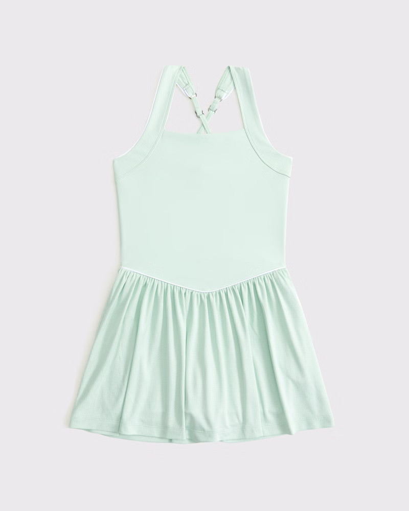 ypb drop-waist mixed fabric mini dress | Abercrombie & Fitch (US)