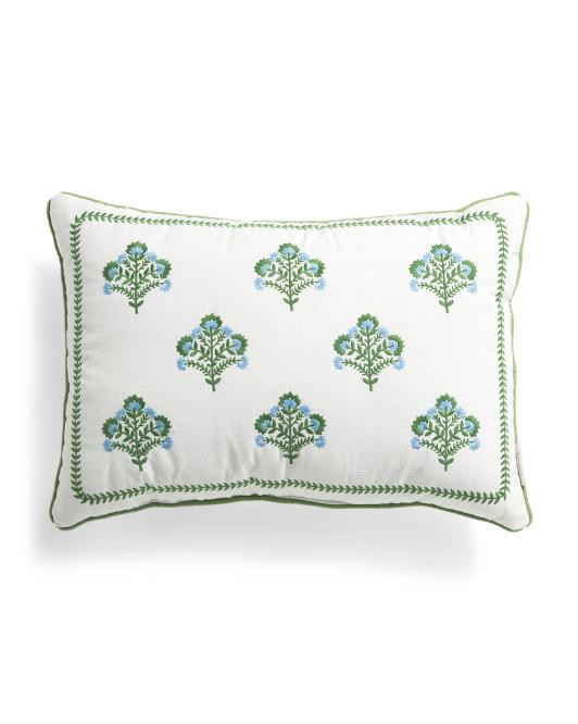 14x20 Ira Floral Stamp Pillow | TJ Maxx