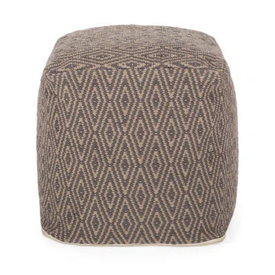 Hand-loomed Cotton Pouf, Dark Grey & Brown Mix - 15x15x15 250lb Capacity Subtle Diamond View Spot Clean Suggested And Handwoven Pouf Accessorizing 15 | Wayfair North America