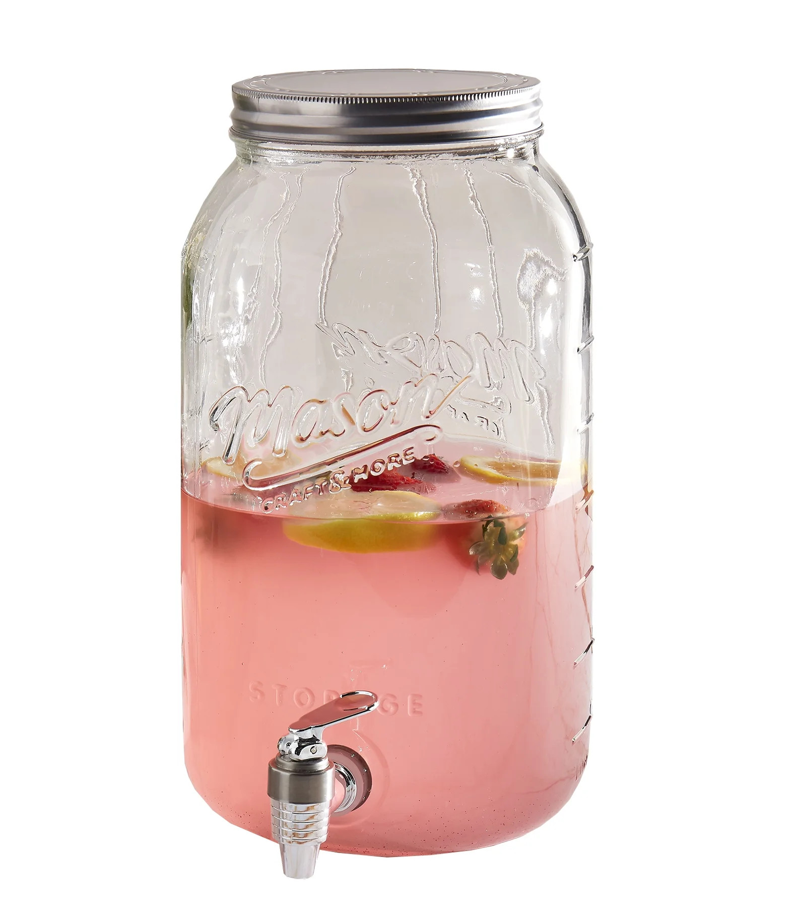 Mason Craft and More 8 Liter Round Glass Drink Dispenser with Metal Lid - Walmart.com | Walmart (US)