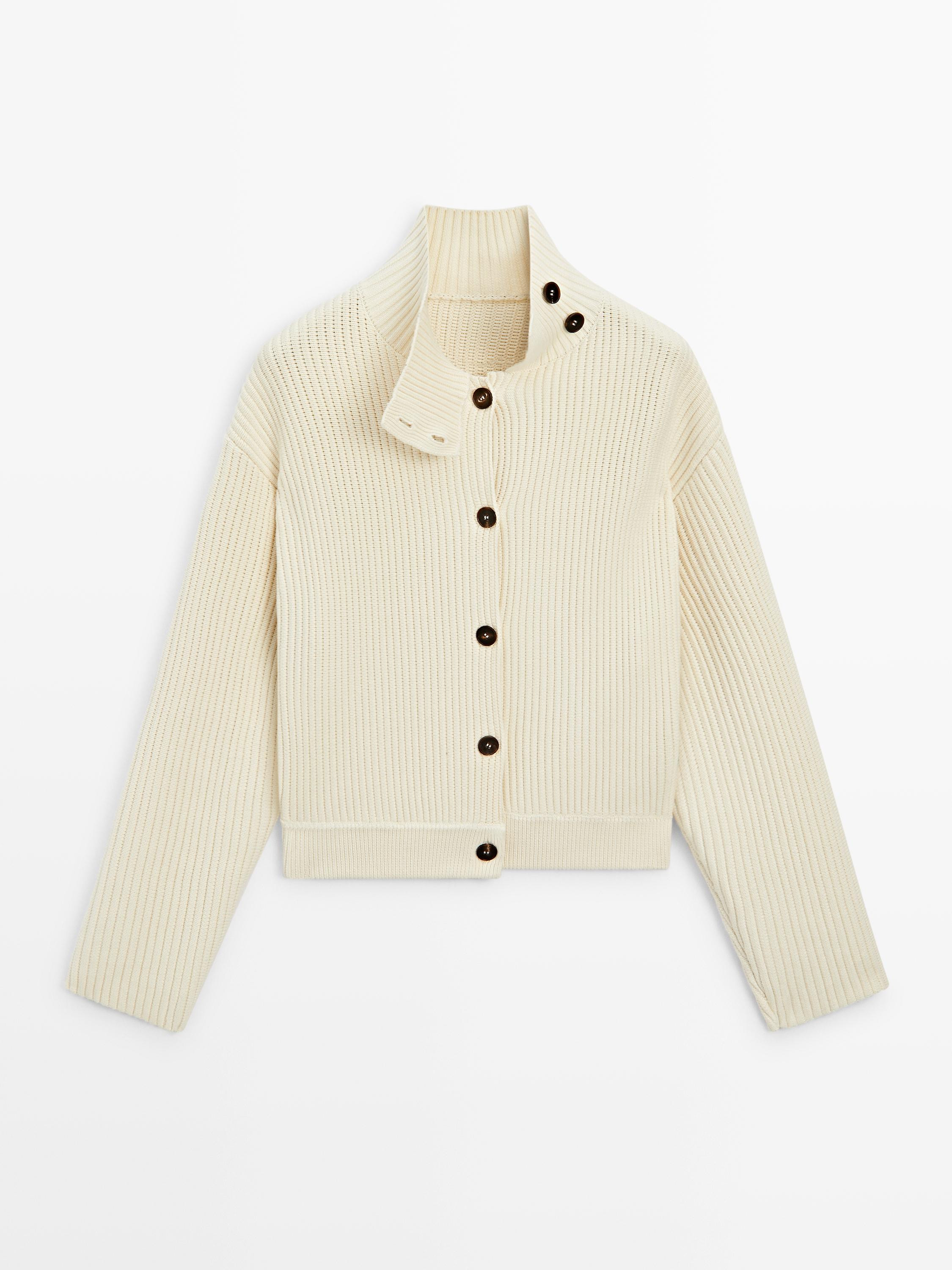 Cardigan à col montant en coton | Massimo Dutti FR