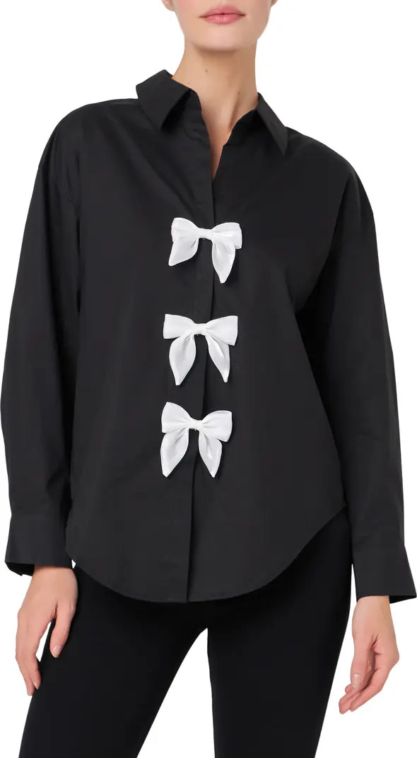 Bow Poplin Button-Up Shirt | Nordstrom