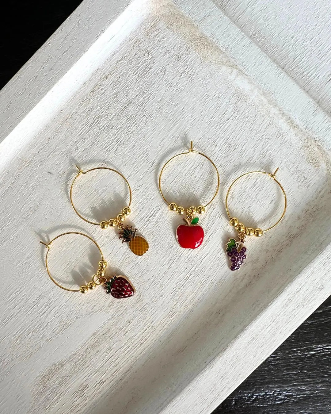 Fruit Wine Glass Charms: Apple, Grapes, Strawberry & Pineapple - Etsy | Etsy (Global)