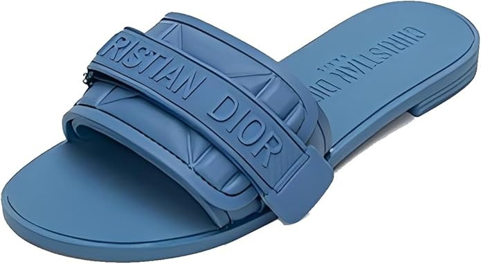 Women's Flat Sandals Adjustable Straps Slip-On Leather Slippers Sandals Black Pink Blue Khaki sli... | Amazon (US)