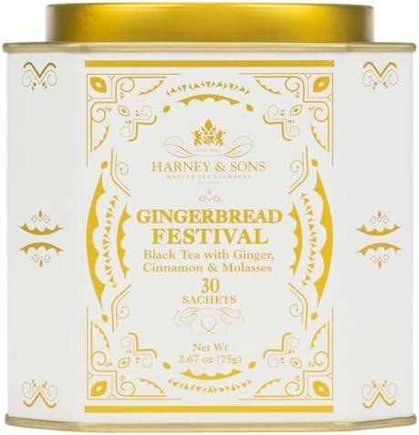 Harney & Sons Gingerbread Tea, 30 Sachets of Gingerbread Festival, a Black Tea with Ginger & Cinn... | Amazon (US)