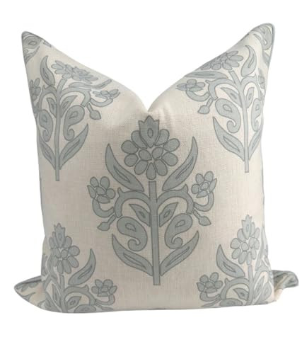 Amazon.com: Jillien Harbor The Naples Blue Grey Pillow Cover Off-White Background Grandmillennial... | Amazon (US)