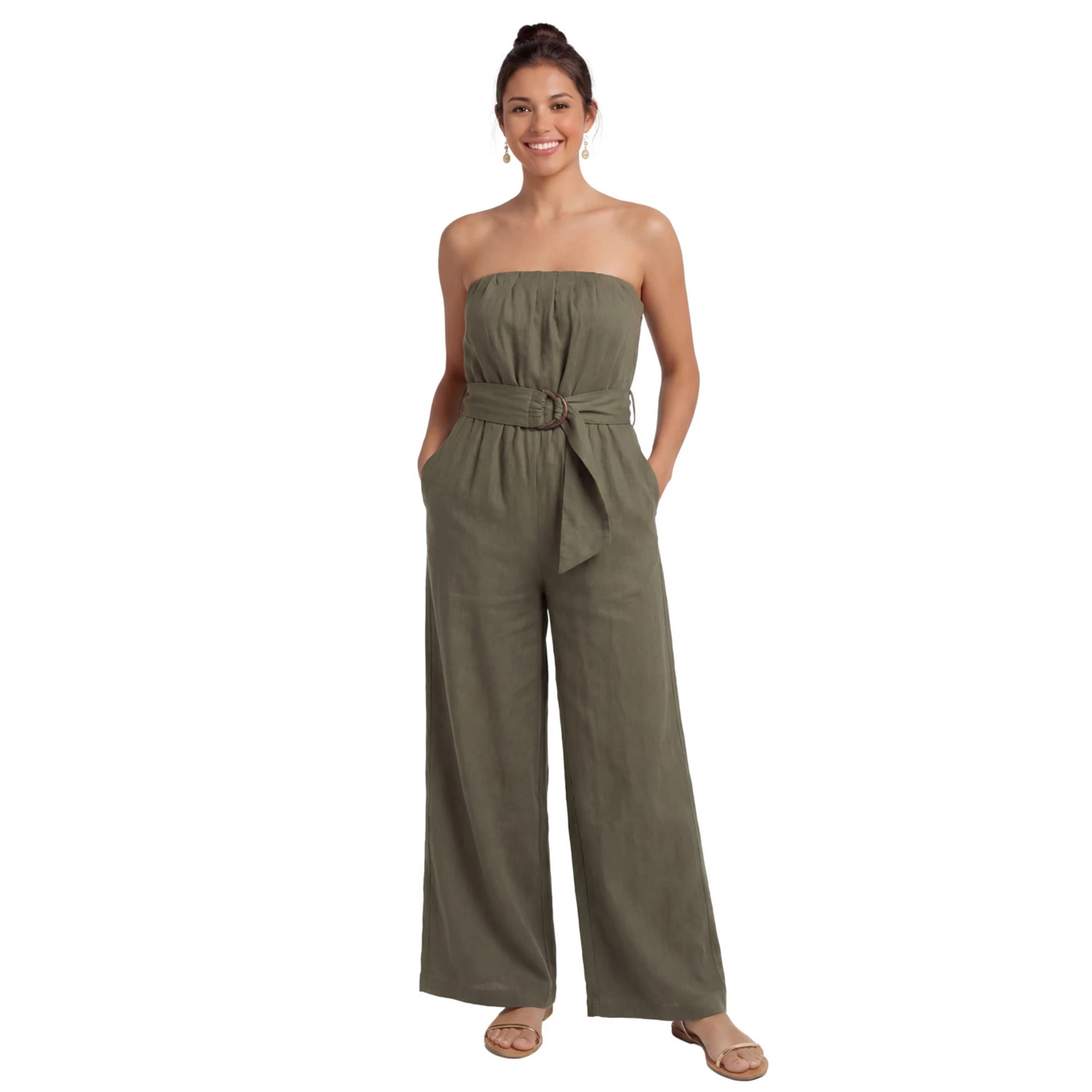 Women's Kittenish Strapless Wide-Leg Jumpsuit | Kohl's