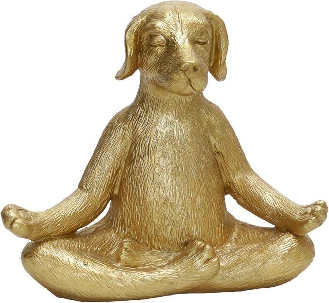 7" Yoga Meditation Dog Figurine - Gold Polyresin Decorative Statue for Home, Office, Patio, Garde... | Amazon (US)