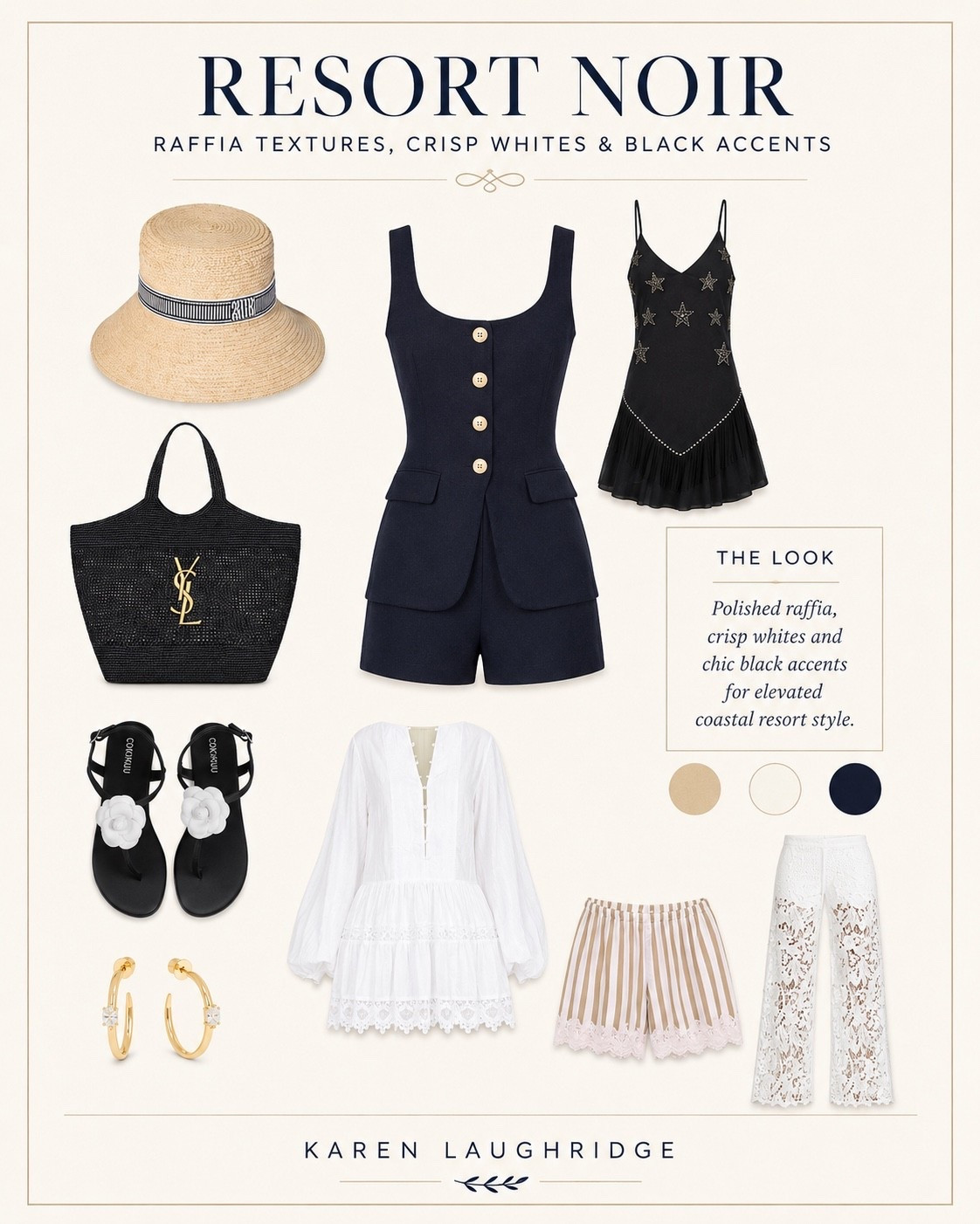 Resort noir, but make it effortless. 🖤 Raffia textures, crisp whites, soft lace, and chic black accents — the kind of pieces that feel polished from poolside to dinner.

Comment SHOP and I’ll send you the links.

#LTKSeasonal #LTKgrwm #LTKootd