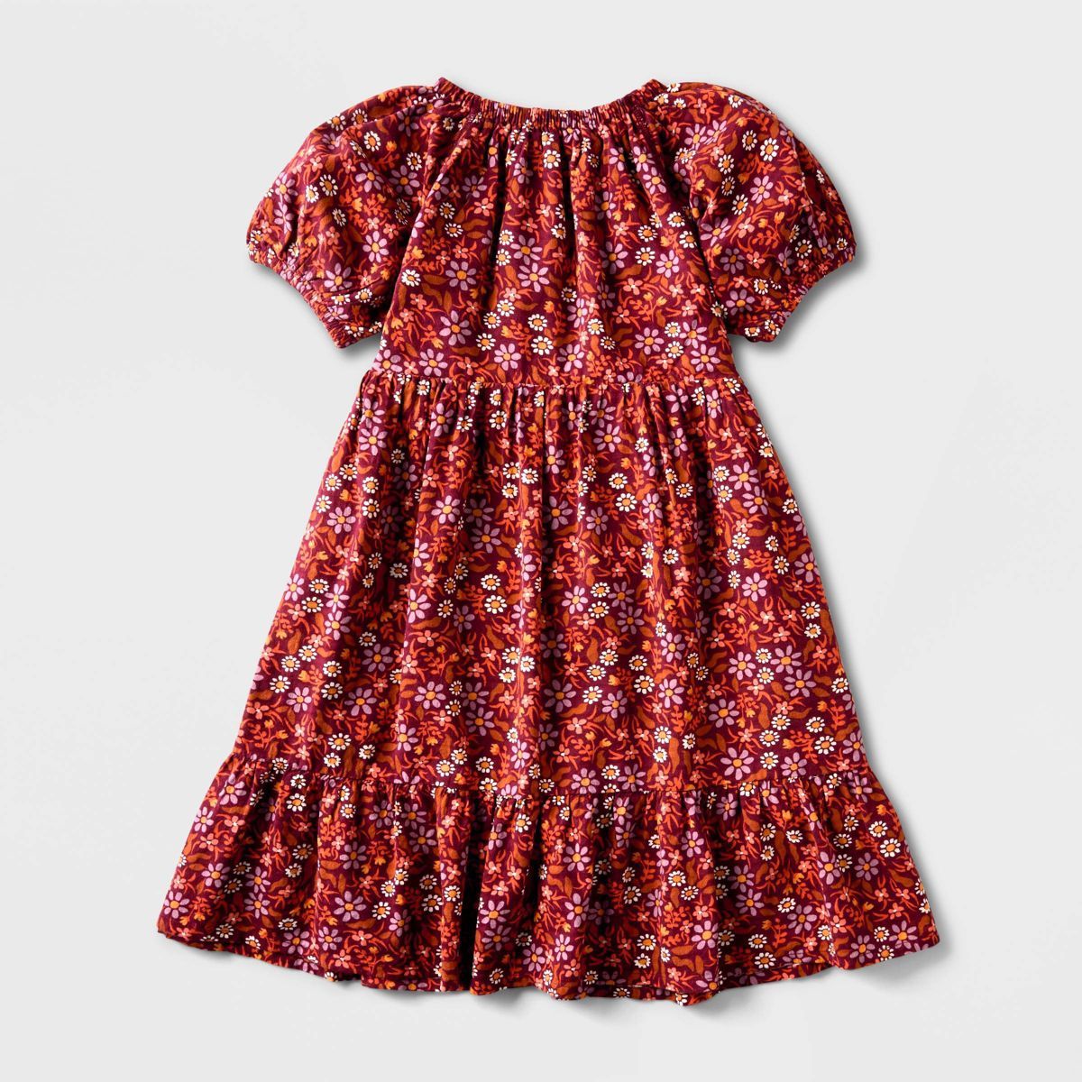 Girls' Adaptive Short Sleeve Woven Dress - Cat & Jack™ Burgundy | Target