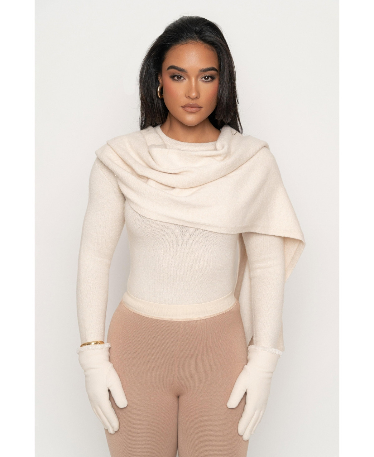 Jluxlabel Women's Ribbed Scarf Top - Milk | Macy's