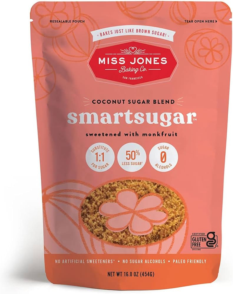 Miss Jones Baking SmartSugar - Coconut Sugar & Brown Sugar Blend Sweetened with Monkfruit - 1:1 S... | Amazon (US)