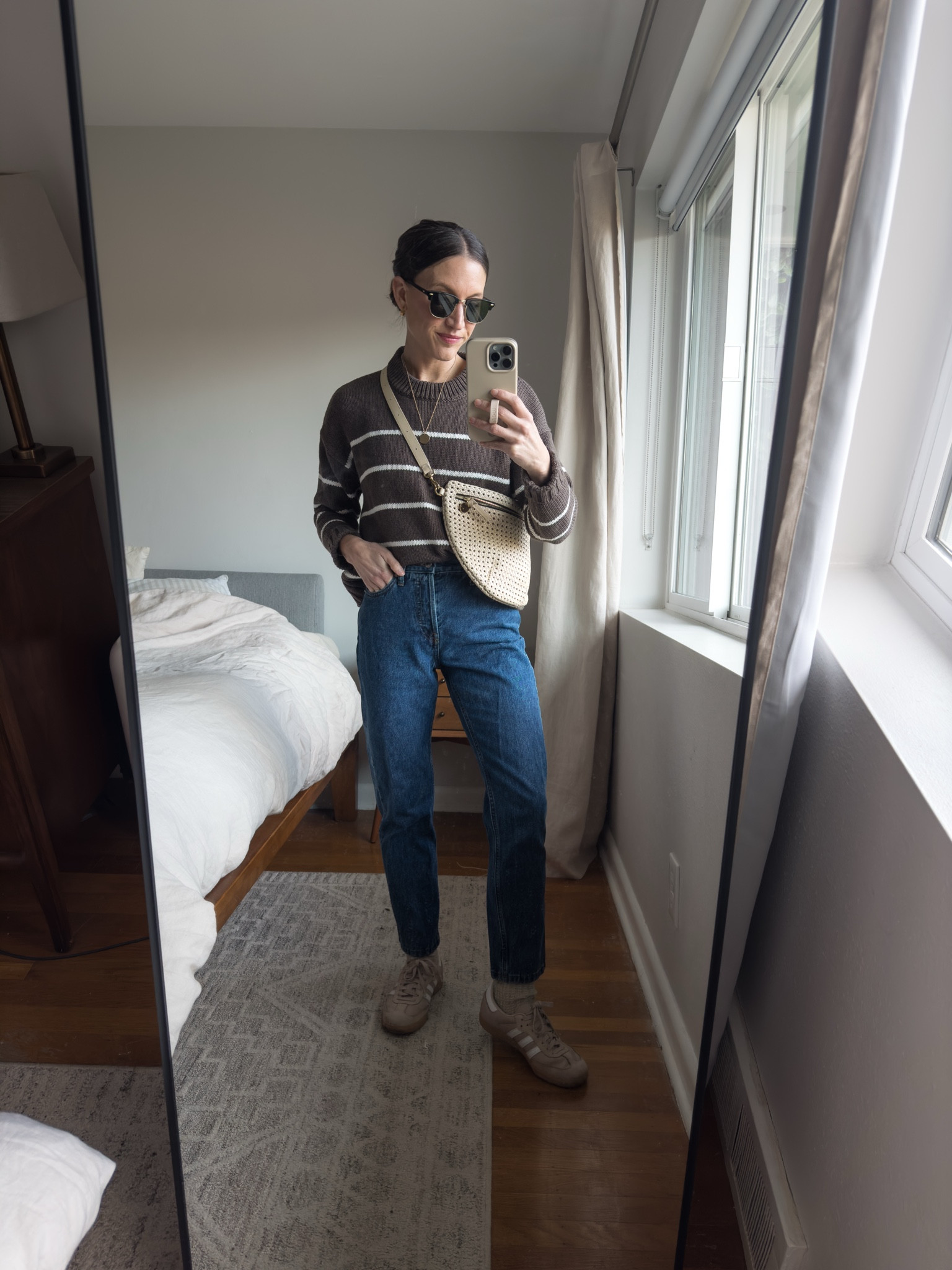 Daily Look 12.3

Quince sweater, XS, TTS. Everlane jeans, 24, I took my smaller size. Adidas Sambas, TTS. Clare V. Bag. Quince sunglasses. Mila Coin Necklace from Sheena Marshall Jewelry, STITCHANDSALT for $10. Makena Hoops from Sela Designs, ASHLEYROHR10 for 10% off  

#LTKSeasonal #LTKOver40 #LTKFindsUnder100