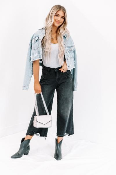 Black High Rise Super Wide Denim | Lane 201 Boutique