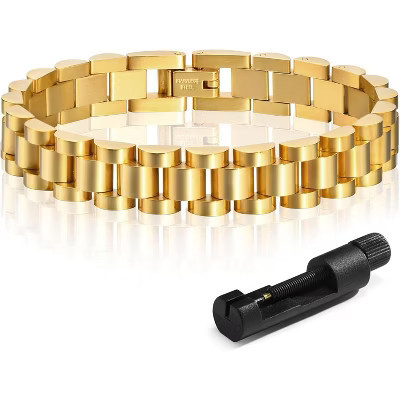 2pcs Gold Chain Link Bracelet, Stainless Steel Crystal Friendship Bracelets Bangle,Watch Band Chains Wristband | Target