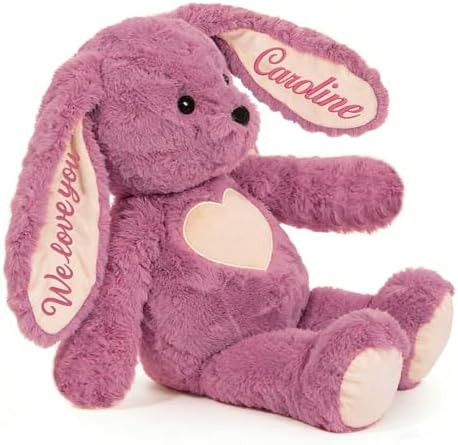 Personalized Easter Bunny Plush with Embroidered Name/Date, Custom Purple Rabbit Bunny Stuffed An... | Amazon (US)