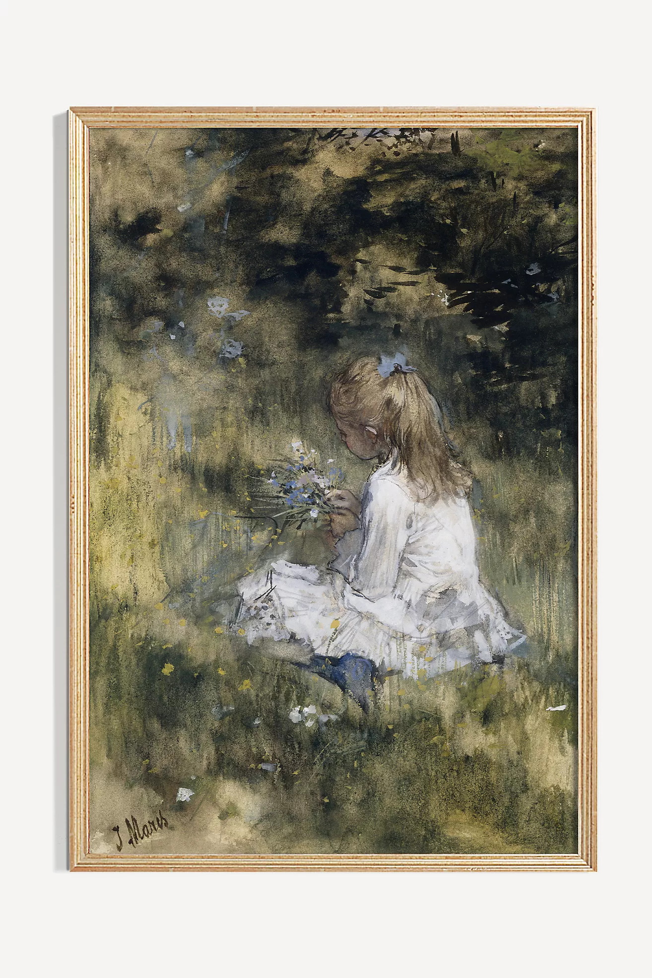 A Girl with Flowers in the Grass Wall Art | Anthropologie (US)
