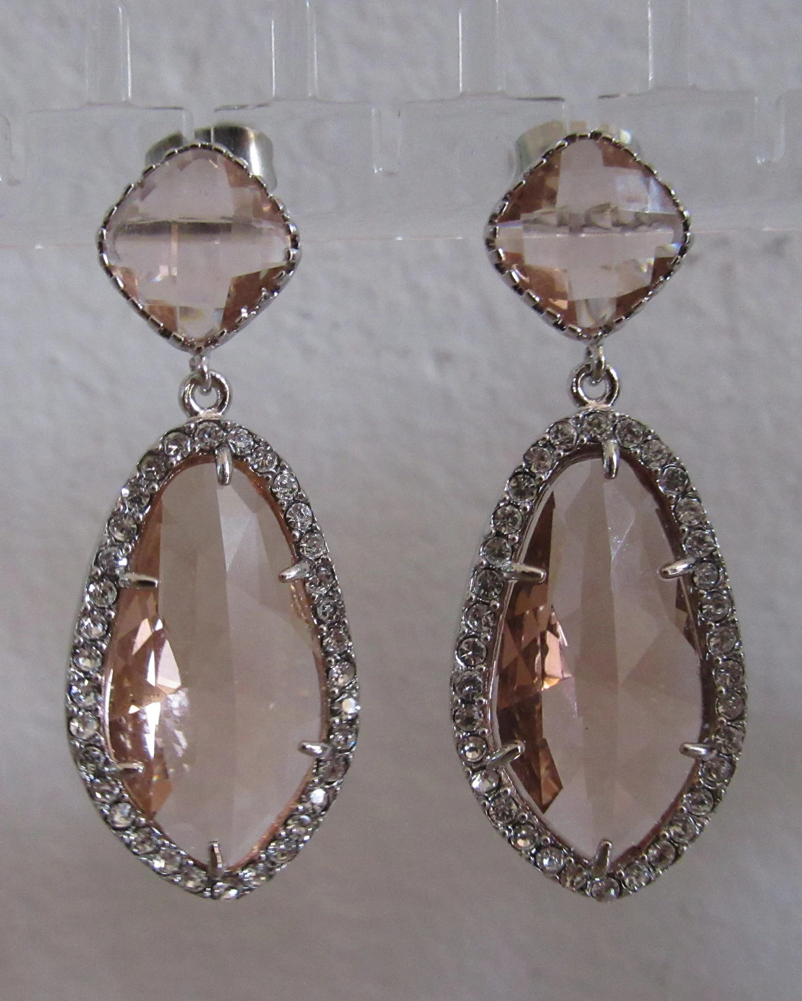 Catherine Inspired Replikate Silver Chandelier Pear Drop Peach Pink Crystal Earrings Christmas Ro... | Etsy (Global)