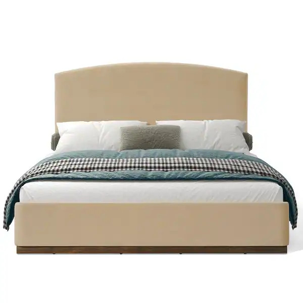 Christopher Knight Home - Modern Velvet Upholstered Bed Frame with Solid Wood Base - Bed Bath & B... | Bed Bath & Beyond