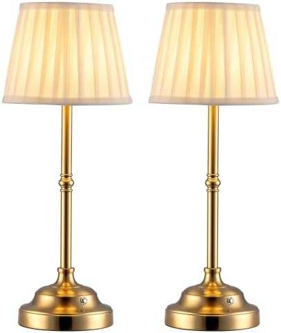 KDG Cordless LED Table Lamp Set of 2, Portables Fabric Shade Desk Lamps, 4000mAh Rechargeable Bat... | Amazon (US)